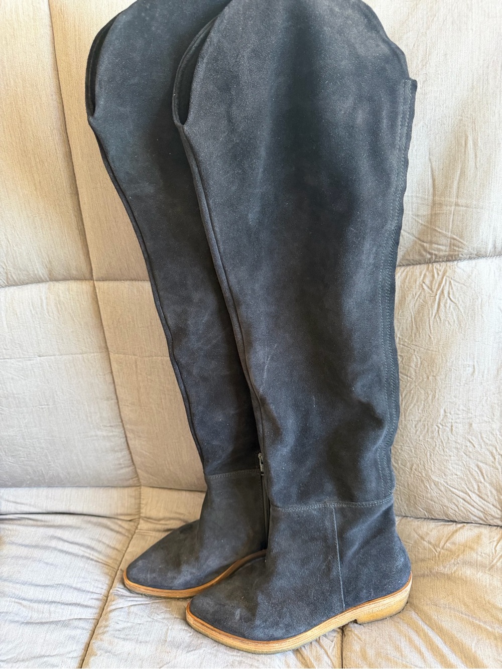 Free People Banks Over the Knee Black Suede Boots - Picture 3 of 7